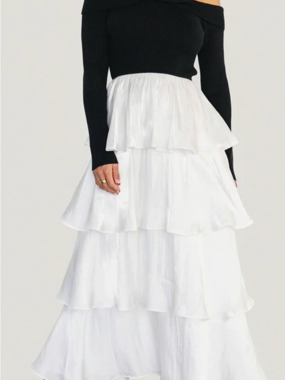 Baltic Born White Tiered Ruffle Maxi Dress